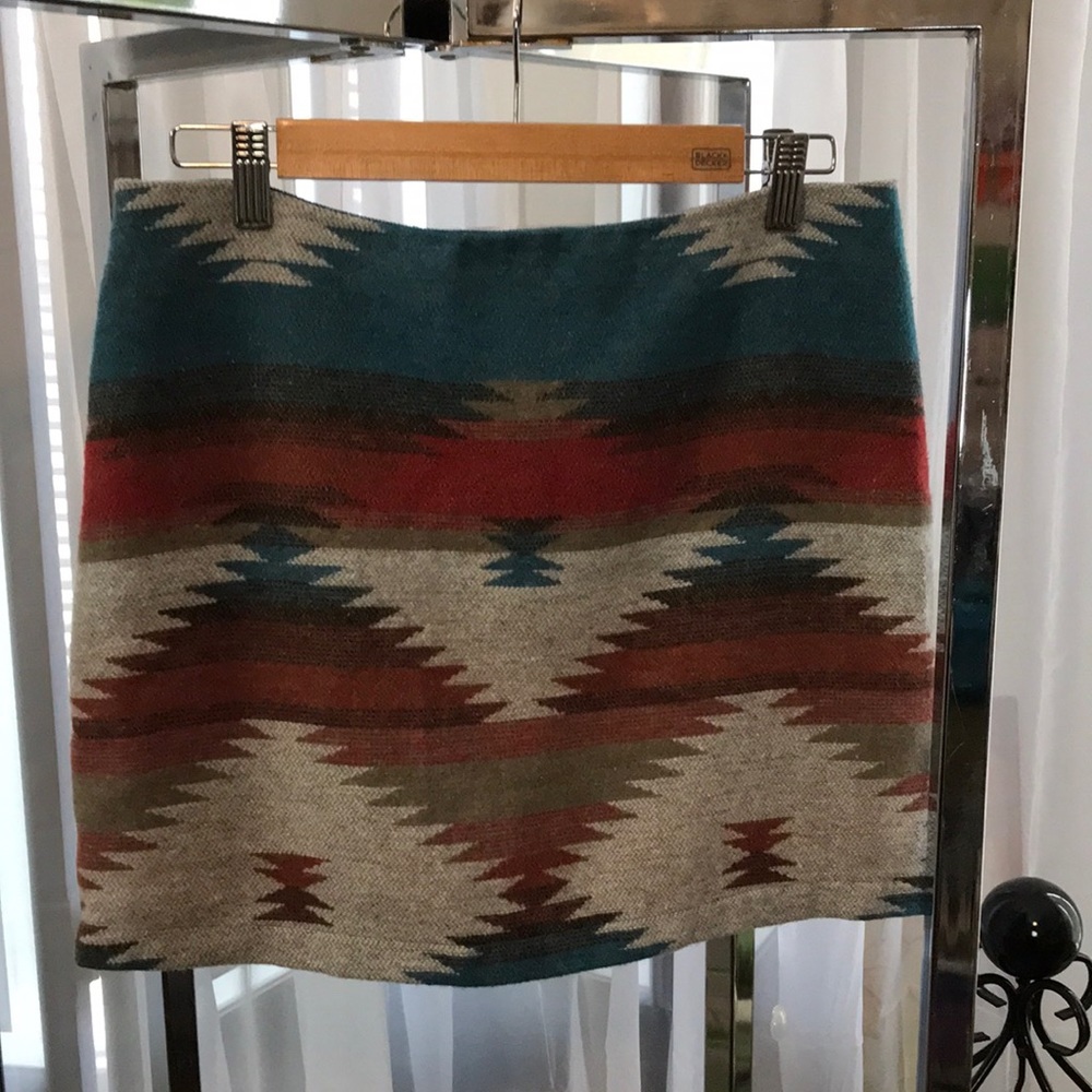 Southwest Print Wool Blend Mini Skirt